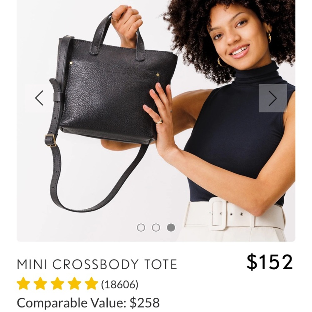 Portland Leather Mini Crossbody Tote Pebbled Black - Picture 10 of 12
